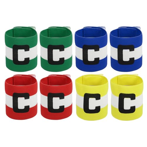 MECCANIXITY Soccer Captain Armband, Captain Arm Bands for Soccer Elastic Captain C Arm Band Sports Captain Armbands for Football Team Training Youth & Adult - color: Green/Red/Yellow/Blue