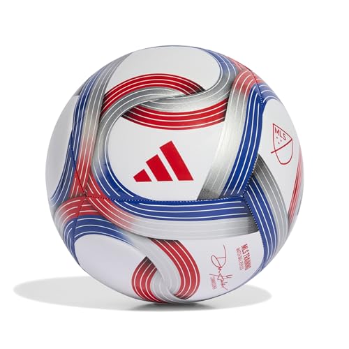 adidas Unisex MLS Soccer Ball - color: White/Team Royal Blue/Red/Silver Metallic, size: 4