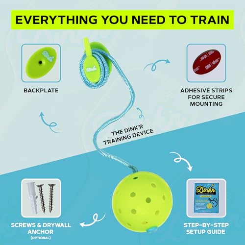 Dink’r Pickleball Trainer – Fun & Easy Way to Play Anytime, Anywhere | Practice at Home | Great Gift for Beginners, Families & Pickleball Fans | No Partner Needed, Under the Cost of One Court Rental - color: Classic: Single-ball Trainer