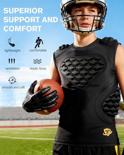 Youth Football Padded Shirt Chest Rib Protector Boys Heart Guard Sternum Protection Kids Rugby Undershirt - size: Medium
