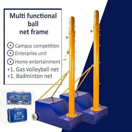 Portable Volleyball & Badminton Net Stand with Stable Base & Wheels for Indoor/Outdoor Use - Adjustable Height, Easy Setup, Perfect for Gym & Backyard Games