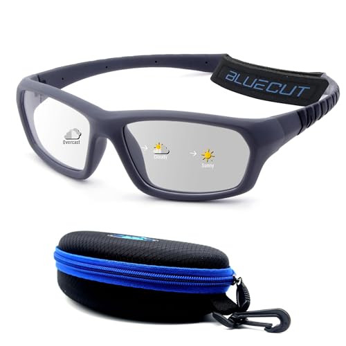 BLUE CUT Sports Protection Goggles, Photochromic Lenses Safety Glasses for Basketball, Pickleball and Outdoor Sports - color: Gray/Photochromic