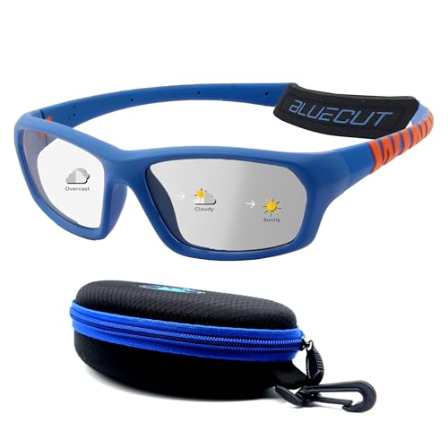 BLUE CUT Sports Protection Goggles, Photochromic Lenses Safety Glasses for Basketball, Pickleball and Outdoor Sports - color: Blue/Photochromic