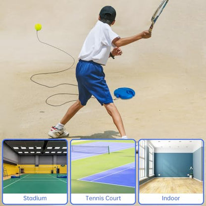 Tennis Trainer Rebound Ball with 3 String Balls, Portable Tennis Training Tool Suitable for Beginners Sport Exercise-Blue