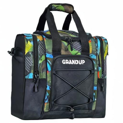 GRANDUP Bowling Ball Bag for Single Ball - Black Bowling accessories Ball Tote Bag Bowling Bag with Padded Ball Holder - Fits Bowling Shoes Up to Mens Size 14