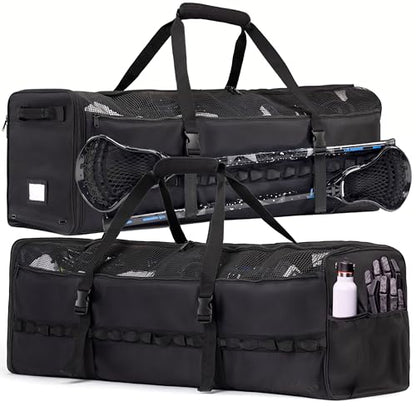 Athletico Lacrosse Duffel - Extra Large Lacrosse Bag - Holds All Lacrosse or Field Hockey Equipment (Black)