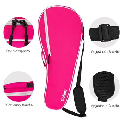 Goloni Tennis Bag for 3-4 Rackets, Water-Resistant Racket Bag with Padded Protection for Men Women Adults - color: Pink