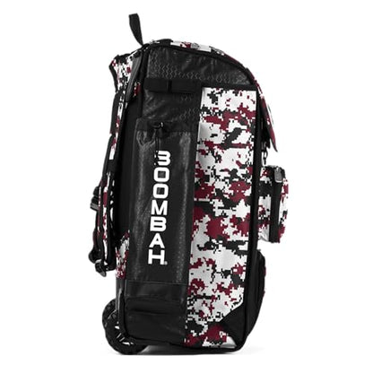 Boombah Catchers Superpack Hybrid Rolling Digital Camo Bat Bag - Multiple Colors - Wheeled & Backpack Version - color: Black/Cardinal