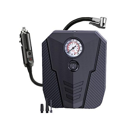 Tire Inflator Portable Car Air Compressor,12V Electric Car Air Pump with Analog Display 100 psi Dial Gauge Inflator with Adaptors for Bicycles, Trucks, Balls,Cars