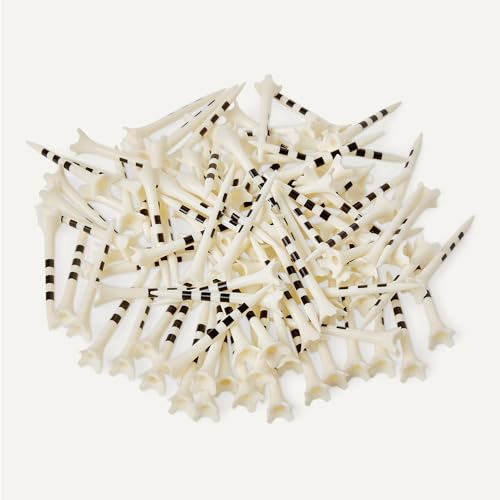 Amazon Basics Golf Tees with Height Marker System- Recycled Plastic Tees with 4-Prong Head - Golf Course Accessories - White - 100 Pack - size: 2 3/4"