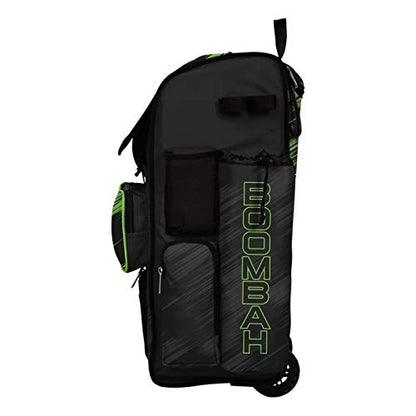 Boombah Rolling Superpack Scratch Baseball/Softball Gear Bag - 23-1/2" x 13-1/2" x 9-1/2" - Multiple Colors - Telescopic Handle and Holds 4 Bats - Wheeled Version - color: Black/Lime Green