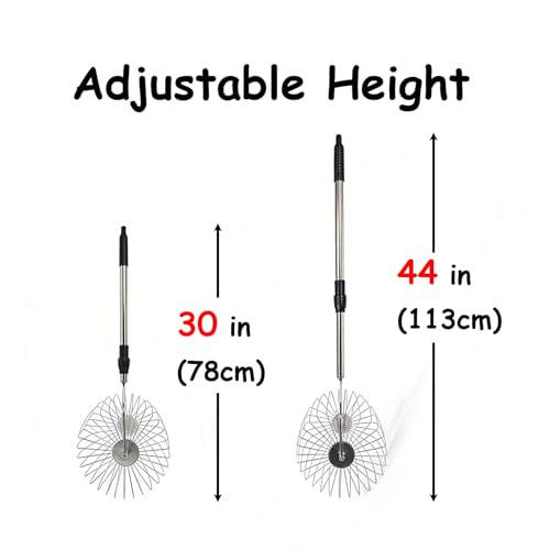 Stainless Steel Tennis Ball Picker Upper Adjustable Cylinder Hopper with Hangable Handle, Portable Tennis Ball Collector and Basket for Easy Pickup and Training, Holds 60+ Balls