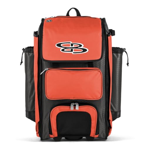 Boombah Catchers Superpack Hybrid Rolling Bat Bag - Multiple Colors - Wheeled & Backpack Version - color: Charcoal/Orange_C23