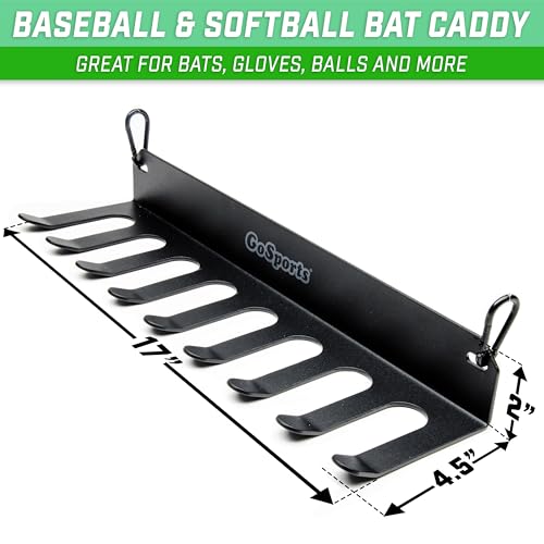 GoSports Baseball & Softball Bat Racks - Black or Red, Holds 16 Bats - Mount on Wall or Clip on Dugout Fence - color: Black
