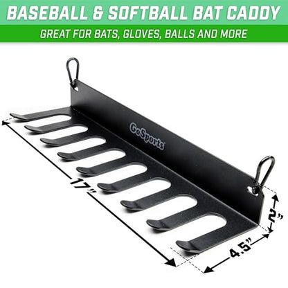 GoSports Baseball & Softball Bat Racks - Black or Red, Holds 16 Bats - Mount on Wall or Clip on Dugout Fence - color: Black