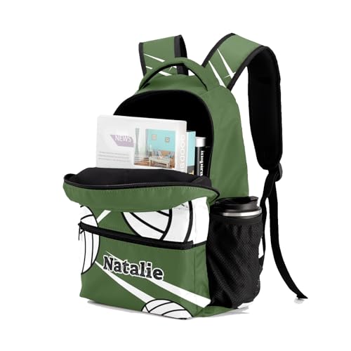 Volleyball Player Number Team Name Green Personalized School Backpack for Teen Kid-Boy/Girl Primary Daypack Travel Bookbag - color: Option 36