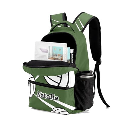 Volleyball Player Number Team Name Green Personalized School Backpack for Teen Kid-Boy/Girl Primary Daypack Travel Bookbag - color: Option 36