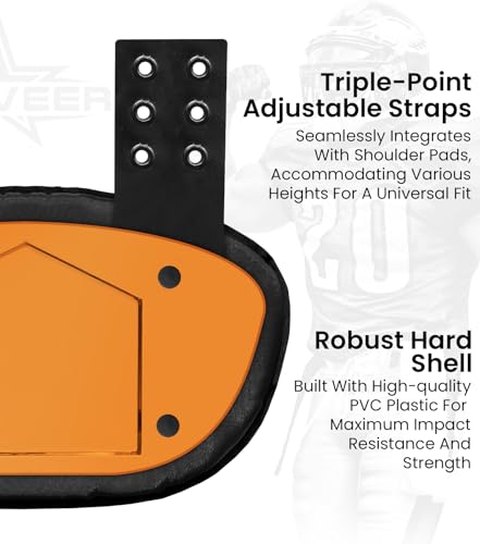 Football Backplate for Shoulder Pads with High Impact Padding, Adult & Youth Lower Backplate Football - color: Chrome Bronze Gold, size: Youth