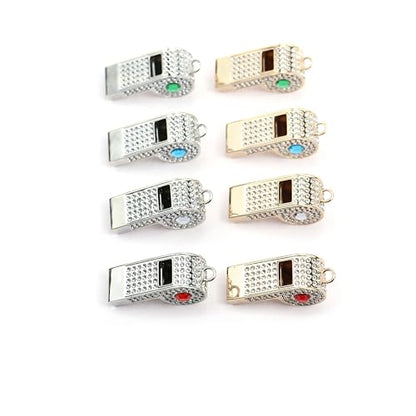 Metal Chain Rhinestone Whistle, Necklace Whistle, Suitable for Coaches, Referees,Lifeguard, Sports Activities (Gold) - color: Blue