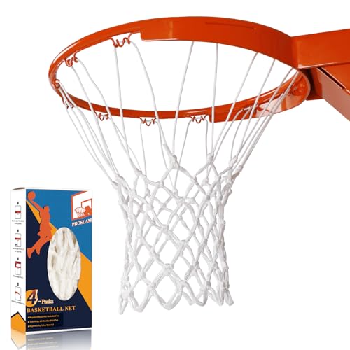 Nylon Heavy Duty Basketball Net Replacement – 60-Line High Density Thickened Net, Anti-Whip Anti-Tangle, All Weather Indoor Outdoor, Fits Standard 12 Loops Rim (Swish Sound for Pro Competition) - color: White, size: 4 pcs