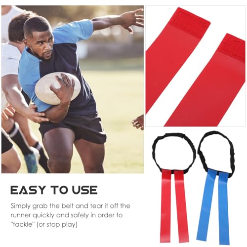 VANZACK Flag Football Belt Set for 90cm, Rugby Waist Belt with Full Hook and Loop Flags in Red and Blue, Outdoor Football Game Supplies for Youth Training and Competition