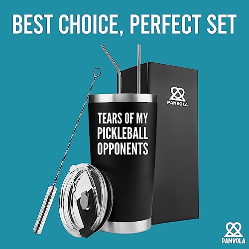 Panvola Tears of My Pickleball Opponents Tumbler Sports Player Gifts For Dad Mom Grandpa Grandma Vacuum Insulated Stainless Steel Tumbler With Removable Lid And Straw (20 oz) - style: 20 oz