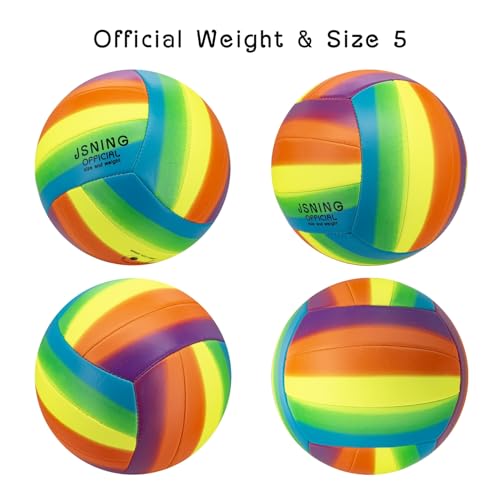 100% Waterproof Soft Beach Volleyball for Play in and Out of Water, Outdoor Regulation Size 5 for Beach and Pool, Rainbow