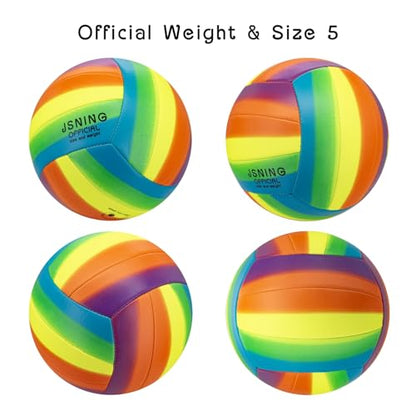 100% Waterproof Soft Beach Volleyball for Play in and Out of Water, Outdoor Regulation Size 5 for Beach and Pool, Rainbow