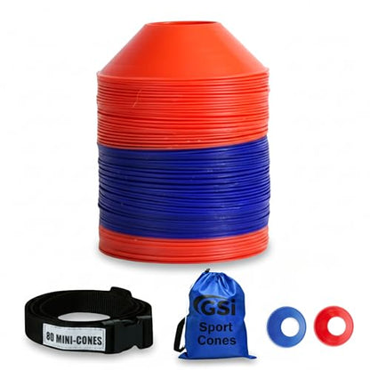 GSi Sports Training Cones for Agility Drills – Soccer & Basketball Multi-Sport Field Markers, Durable Flexible Cones in Multiple Shapes & Packs (20–80 Pack)