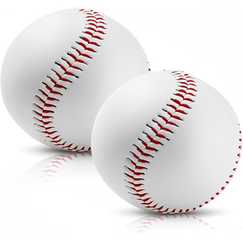 Rarapop Blank Standard Baseball Balls, Official Size 9 Inch Leather Covered Practice Baseball Training Ball for League Play, Pitching, Hitting, Batting, Fielding, Autograph - style: Hard-2pack