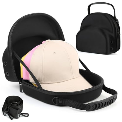 GERMUN Hard baseball hat case, Hat Carrier Travel Case with Adjustable Shoulder Strap, Hat cap case for 3 Baseball Caps - Perfect for Traveling & At-Home Storage (Black) - color: 3 Black