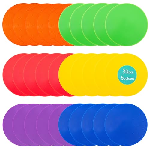 Spot Markers 4.72 Inch 9 Inch Non Slip Rubber Floor Markers Flat Field Cones Poly Dots for Soccer Basketball Sports Speed Agility Training and Drills - style: 9inch 30pcs