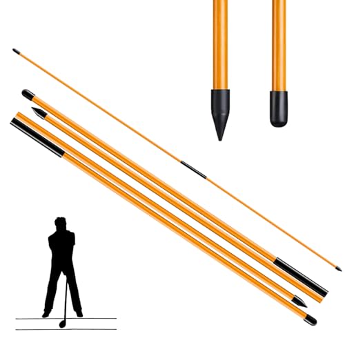 CAITON Golf Alignment Sticks 2 Pack, 48 Inch Collapsible Alignment Rods with Clear Storage Tube, Swing Training Aid for Aiming, Putting, Swing Path & Posture Correction - color: Two-stage Orange