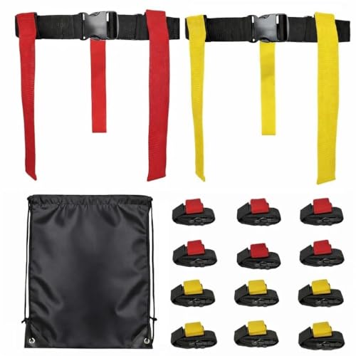 HE Adult Flag Football Belts 40″ Adjustable, Extra-Wide 2″ Heavy-Duty Polypro – American Made Lifetime Waranty Several Colors - color: Red/Yellow