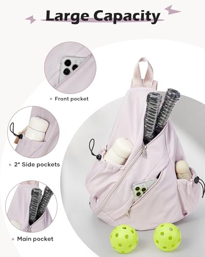 SEAFEW Sports Pickleball Bag, Waterproof Crossbody Backpack for Pickleball, Tennis, Racketball, and Travel for Men and Women, Purple - color: A1-purple