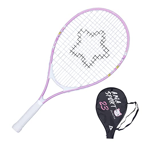 AMA SPORT Kids Tennis Racket for Junior Toddlers Starter Kit 17-25" Tennis Racquet for Girls and Boys with 420D Nylon Shoulder Strap Bag - color: Pink, size: 23 inch