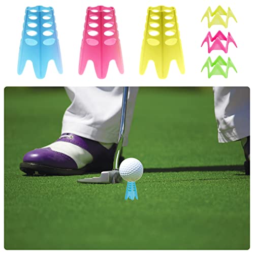 Golf Simulator Tees, Plastic Indoor Golf Mat Tees Practice Turf and Driving Range Winter Golf Tees (18 Pcs) - color: Yellow, Green and Pink