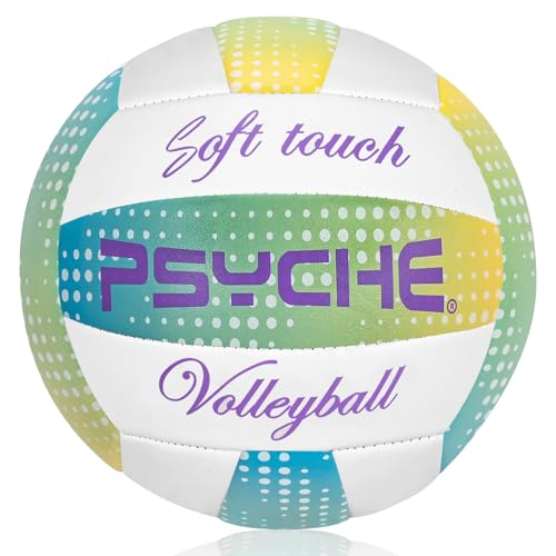 Wisdom Leaves Volleyball,Soft Volleyball Ball for Indoor Outdoor Beach Park Games Play and Training (Official Size 5) - color: blue yellow-Dot