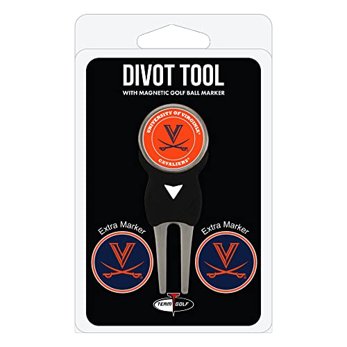 Team Golf NCAA Virginia Cavaliers Divot Tool Pack With 3 Golf Ball Markers Divot Tool with 3 Golf Ball Markers Pack, Markers are Removable Magnetic Double-Sided Enamel