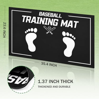 Baseball Training Mat, Baseball and Softball Batter Stance Hitting Mat, Improve Posture, Batting Mat with Toes Facing Place, Silent Anti-Skid, Baseball Training Equipment, 35.4 * 23.6 Inch - color: Black A