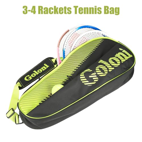 Goloni | 3 Racquet Tennis Bag, for Professional or Beginner Tennis Players, Rackets Cover Bag with Protective Pad & Lightweight | Unisex Design for Men, Women, Youth and Adults - color: yellow