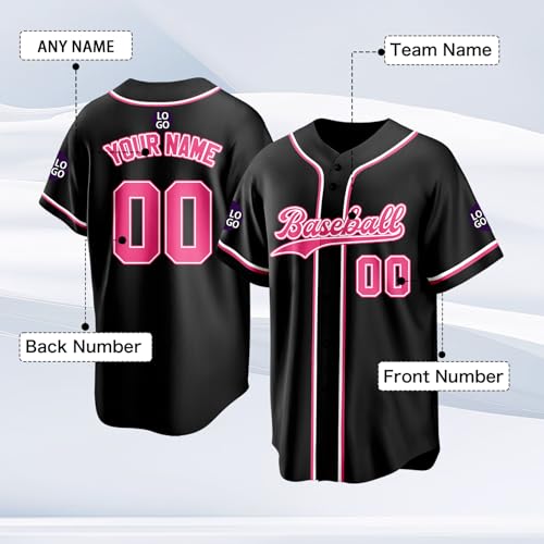 Custom Baseball Jersey Personalized Stitched Family Team Name Number Shirts Uniforms for Women Men Youth Kids - color: Black-17