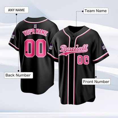 Custom Baseball Jersey Personalized Stitched Family Team Name Number Shirts Uniforms for Women Men Youth Kids - color: Black-17