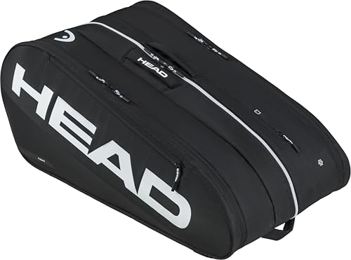 HEAD Tour Racquet Bag XL (12R) Tennis Bag - Holds Up to 12 Racquets, CCT+ Climate Control Technology, 3 Main Compartments, Shoe Pocket & Backpack Carry System - color: Black