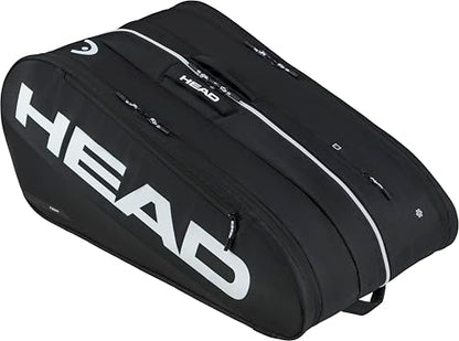HEAD Tour Racquet Bag XL (12R) Tennis Bag - Holds Up to 12 Racquets, CCT+ Climate Control Technology, 3 Main Compartments, Shoe Pocket & Backpack Carry System - color: Black