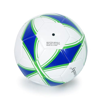 Aoneky Adult Size 5 Traditional Soccer Ball - Ships Deflated, Pump Included - color: White/Blue, style: 1-Pack Deflated Ball with Pump