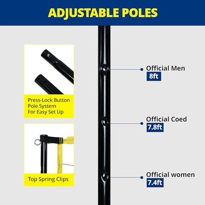 Heavy Duty Volleyball Net Set - Official Size Portable Volleyball Net for Backyard - Volleyball & Carrying Bag Included