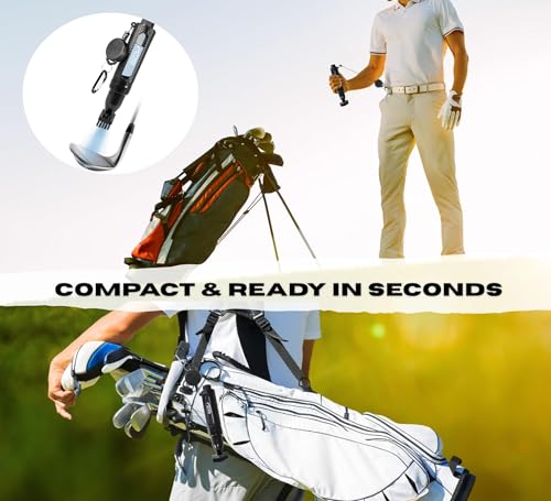 Mud Slayer Golf Club Cleaner with Water Spray – Golf Club Cleaning Brush with Leak-Proof Reservoir, Dual Bristle Head & Retractable Clip – Golf Bag Brush for Irons & Wedges