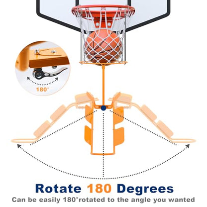 Steel Basketball Rebound System - 180° Rotatable Ball Rebound Attachment, Suitable for Indoor/Outdoor Hoops | Time-Saving Shooting Training Accessory