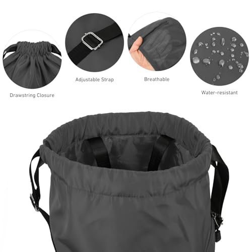 Valleycomfy Waterproof Drawstring Gym Backpack Bag for Men & Women,Sports Gym Bag with Side Pocket Dark Grey - color: A-dark Grey